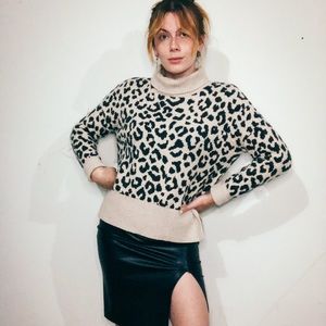 Cheetah turtleneck sweater